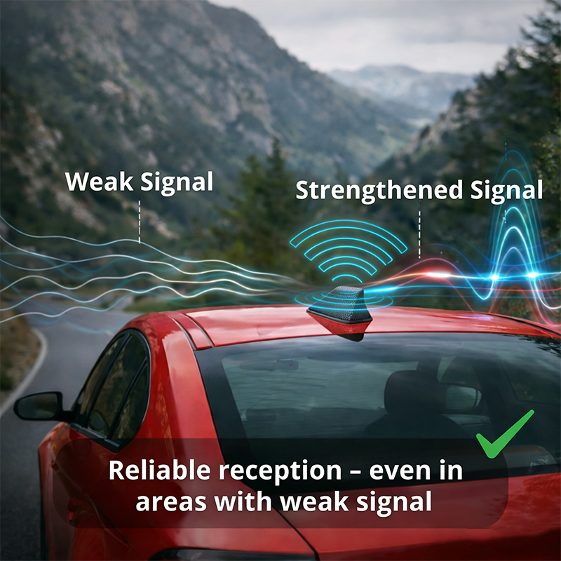 2nd Gen Amplified Shark Fin Antenna | FM/AM Signal Booster for Car Radio