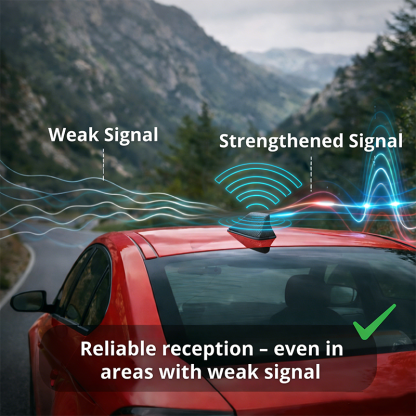 2nd Gen Amplified Shark Fin Antenna | FM/AM Signal Booster for Car Radio