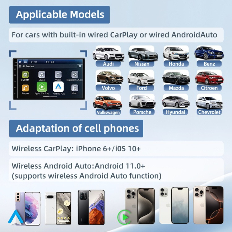 2-in-1 Wireless CarPlay & Android Auto Adapter | Plug-and-Play