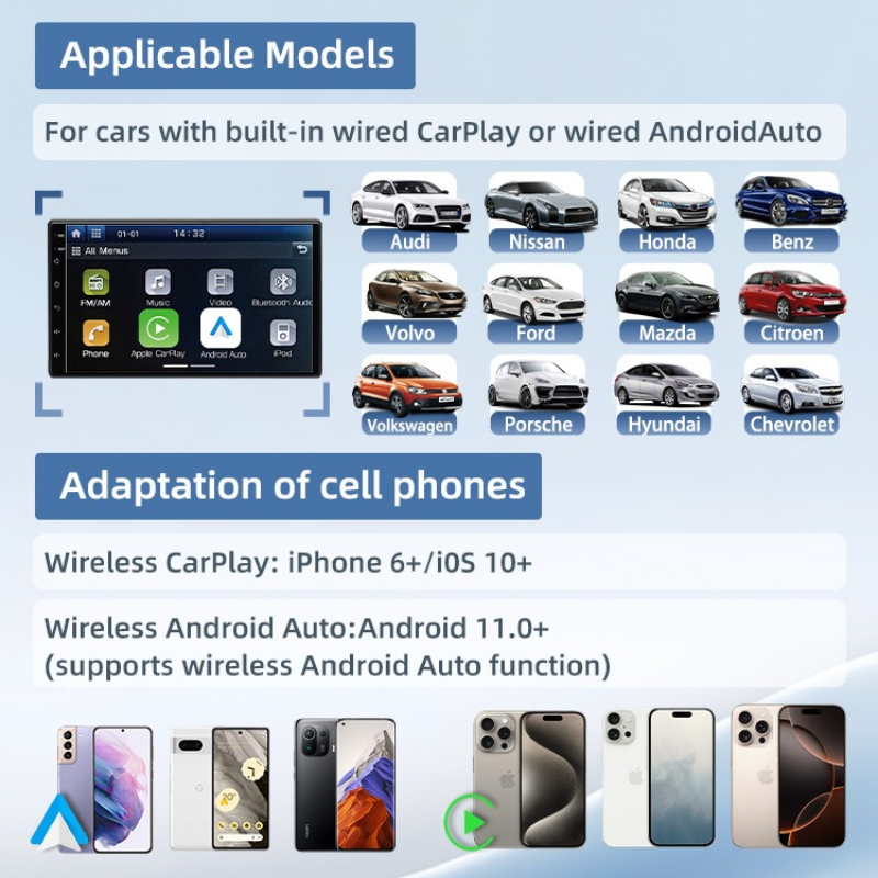 2-in-1 Wireless CarPlay & Android Auto Adapter | Plug-and-Play