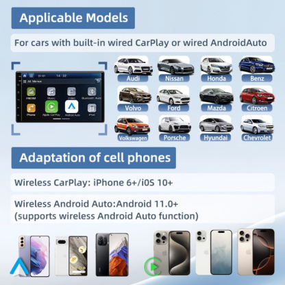 2-in-1 Wireless CarPlay & Android Auto Adapter | Plug-and-Play