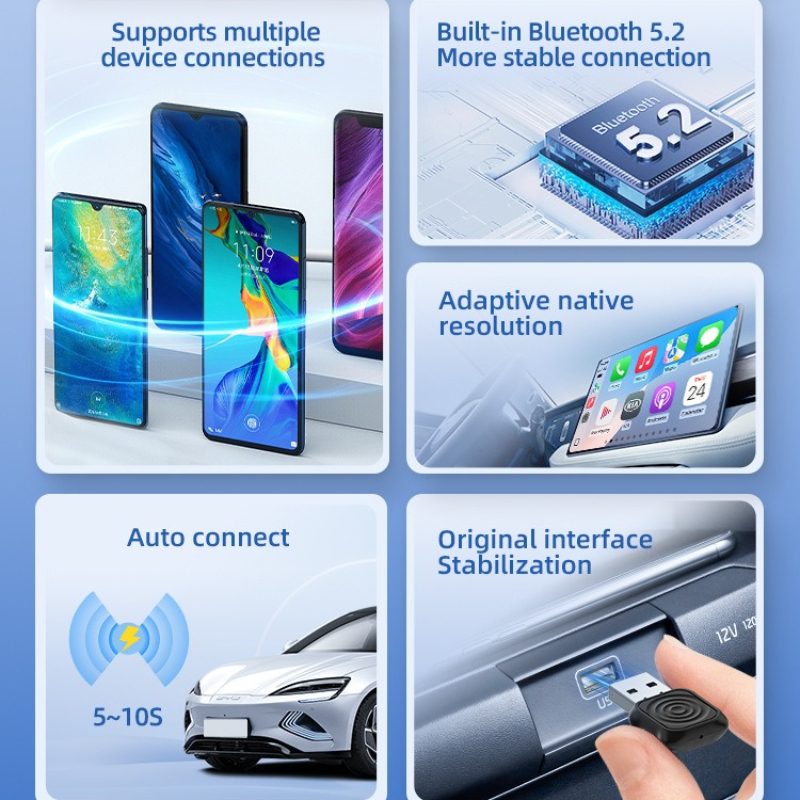 2-in-1 Wireless CarPlay & Android Auto Adapter | Plug-and-Play