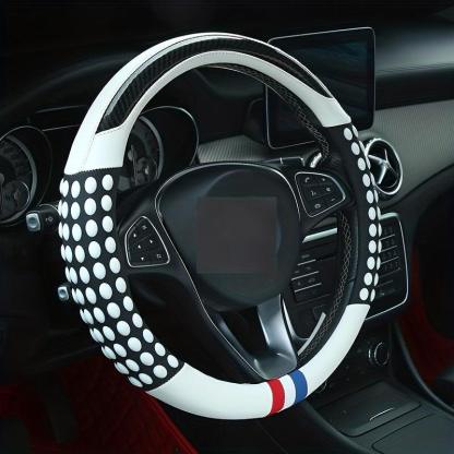 PU Leather Steering Wheel Cover with Inner Rim - Fits Most Cars (161-252mm)-Greetlamp
