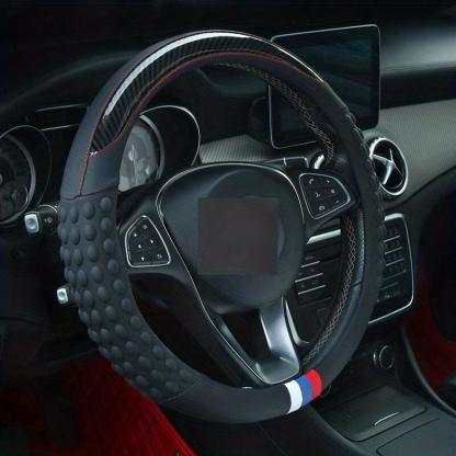 PU Leather Steering Wheel Cover with Inner Rim - Fits Most Cars (161-252mm)-Greetlamp