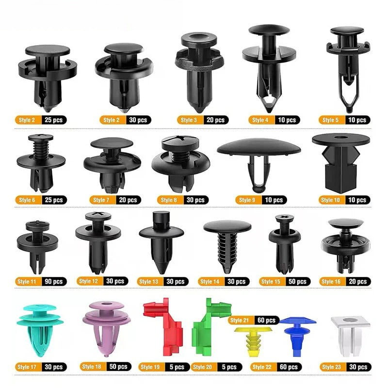 725-Piece Car Body Fastener Kit — Automotive Expansion Screws and Plastic Clips