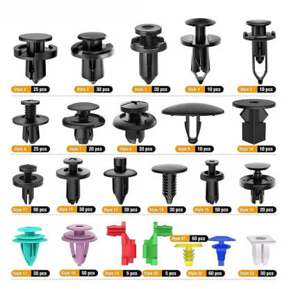 725-Piece Car Body Fastener Kit — Automotive Expansion Screws and Plastic Clips