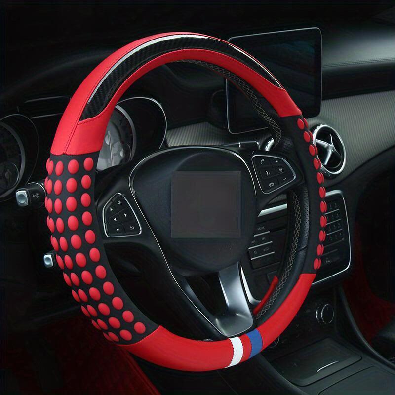 PU Leather Steering Wheel Cover with Inner Rim - Fits Most Cars (161-252mm)-Greetlamp