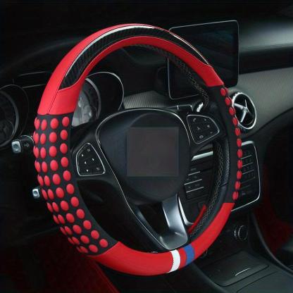 PU Leather Steering Wheel Cover with Inner Rim - Fits Most Cars (161-252mm)-Greetlamp
