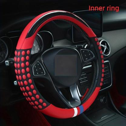 PU Leather Steering Wheel Cover with Inner Rim - Fits Most Cars (161-252mm)-Greetlamp
