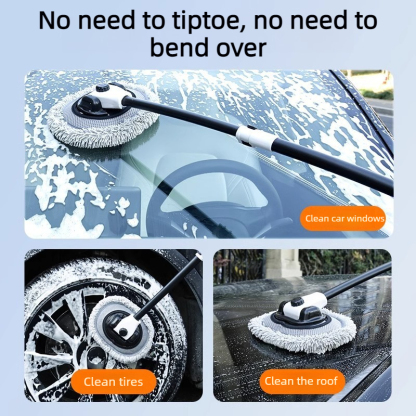 The 3‑Section Telescopic Car Wash Mop | 15° Bent Head + Ultra‑Soft Microfiber – No More Scratches