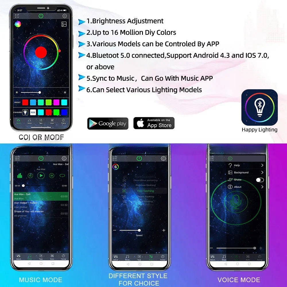 RGB Chassis Light APP Control Ambient Light LED Car Neon Light-Greetlamp