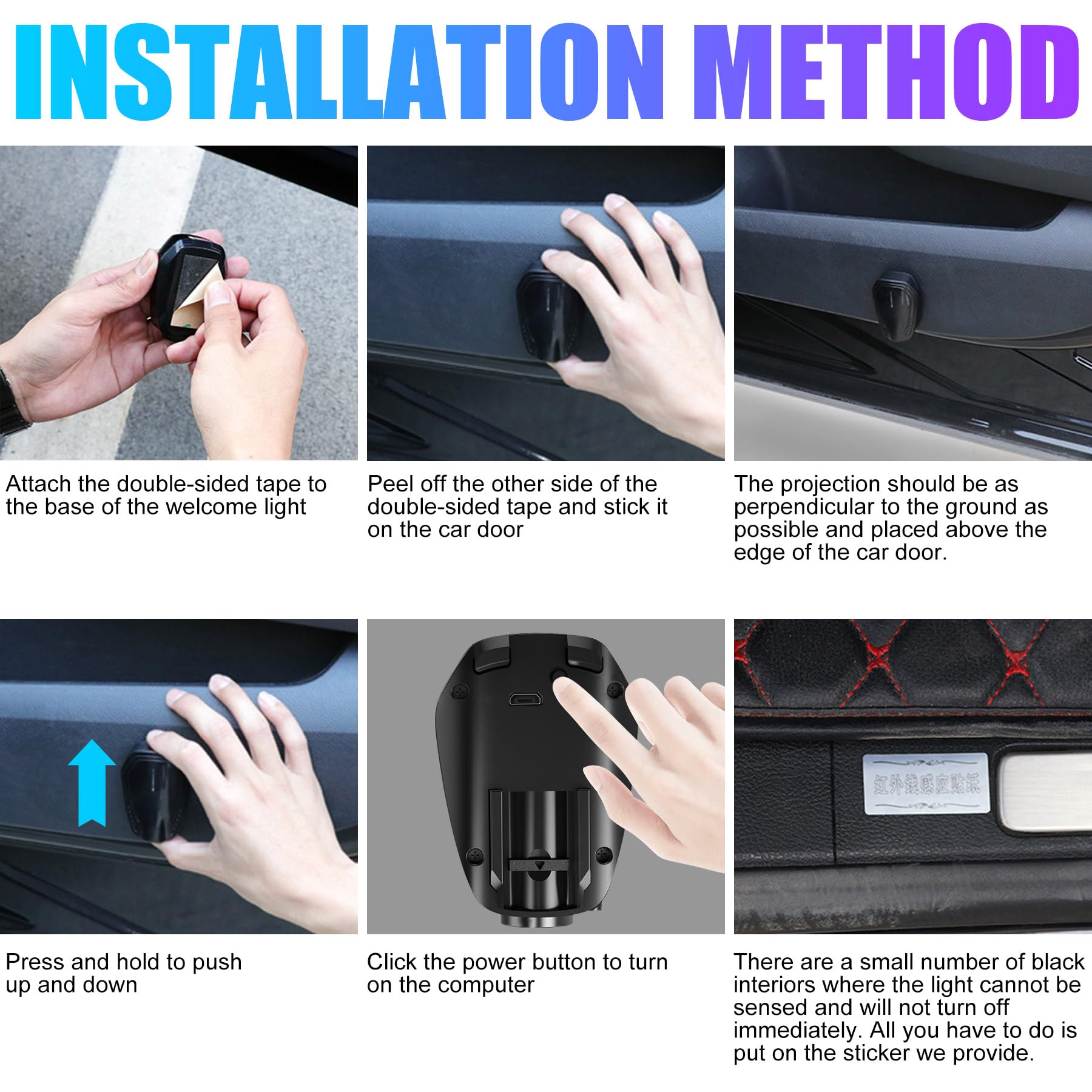 (2PCS) Rechargeable Non-Fading Car Welcome Light-Greetlamp