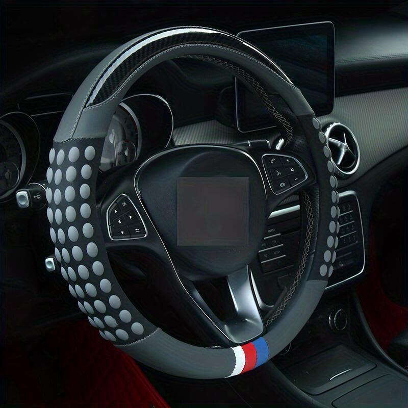 PU Leather Steering Wheel Cover with Inner Rim - Fits Most Cars (161-252mm)-Greetlamp