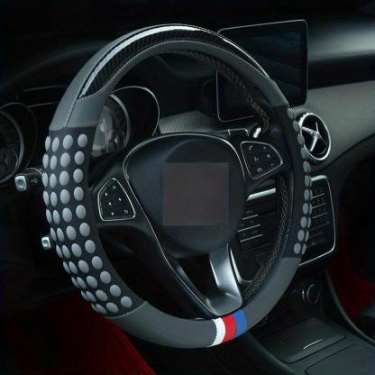 PU Leather Steering Wheel Cover with Inner Rim - Fits Most Cars (161-252mm)-Greetlamp