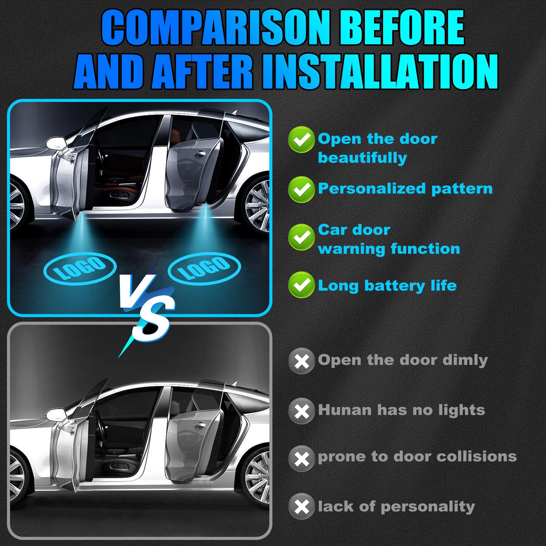 (2PCS) Rechargeable Non-Fading Car Welcome Light-Greetlamp