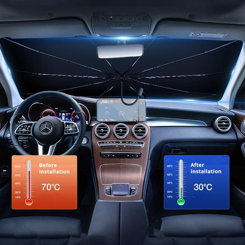New 360° Bendable Handle Car Parasol Car Front Windshield Sun Protection Heat Shield Universal Car Parasol-Greetlamp