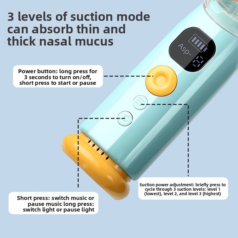 Baby Electric Nasal Aspirator | Quiet Adjustable Suction Nose Cleaner for Newborns