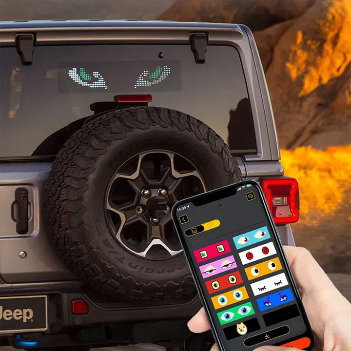 CyberGlow™ Devil Eyes Dynamic LED Matrix Sign - App & Remote Control Flexible Car Window Pixel Screen (Dual & Single Strip Kit)