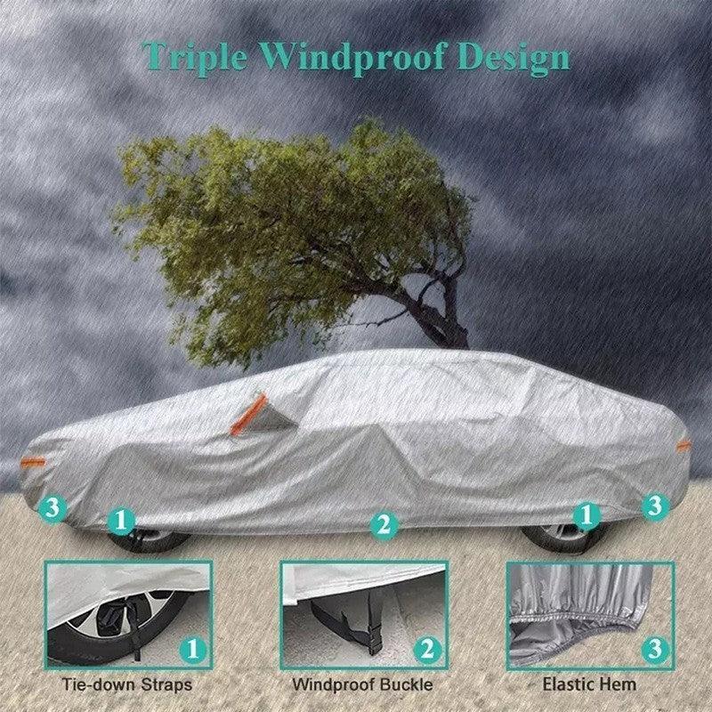 Best All-weather Car Cover, 6-layer Car Cover, Waterproof Outdoor Car Cover with 100% UV Protection, Suitable for Hatchbacks, Sedans, SUVs-Greetlamp