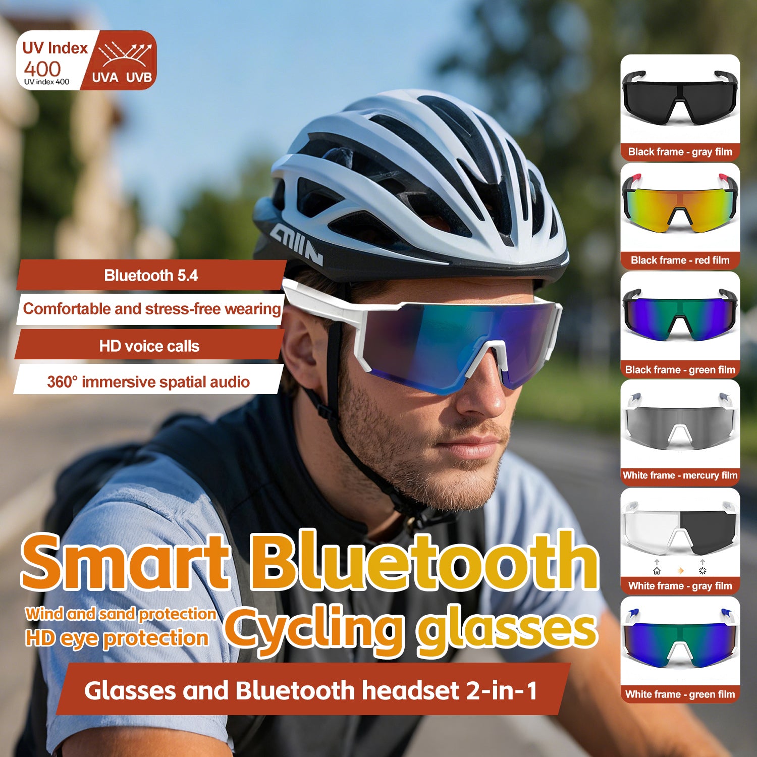 Outdoor Sports Cycling Bluetooth Smart Sunglasses with AI Technology-Greetlamp