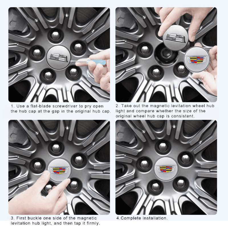 Suitable For Cadillac Magnetic Suspension Hub Caps & LED Suspension Luminous Wheel Hub Lights-Greetlamp