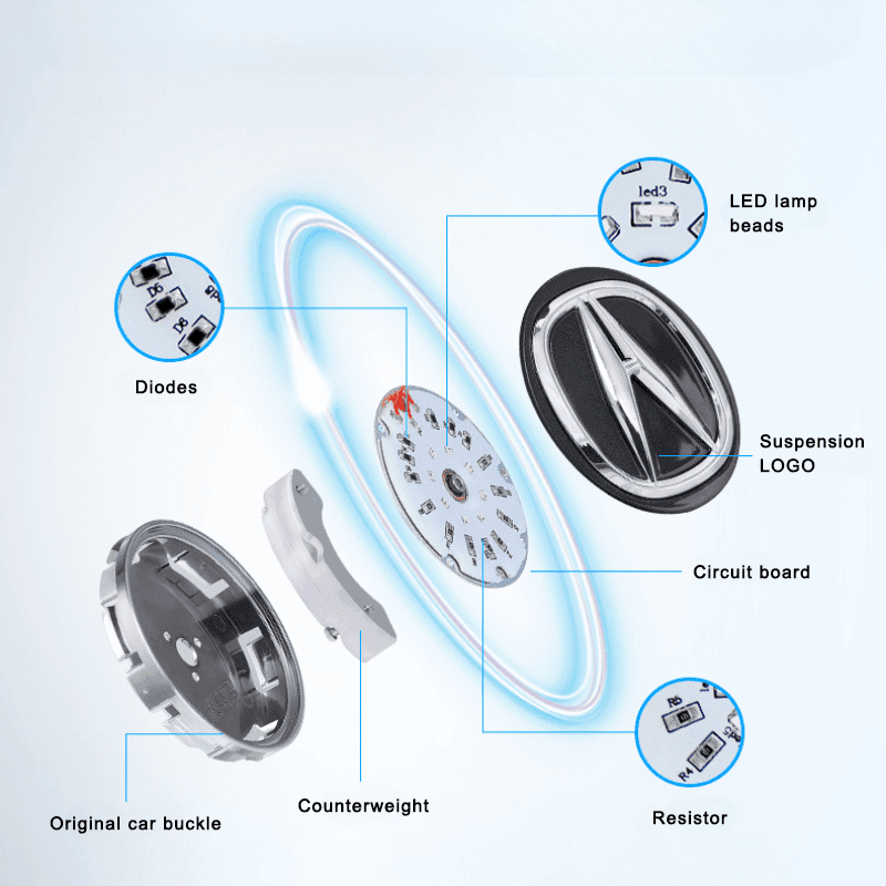 Suitable For Acura Magnetic Suspension Hub Caps & LED Suspension Luminous Wheel Hub Lights-Greetlamp