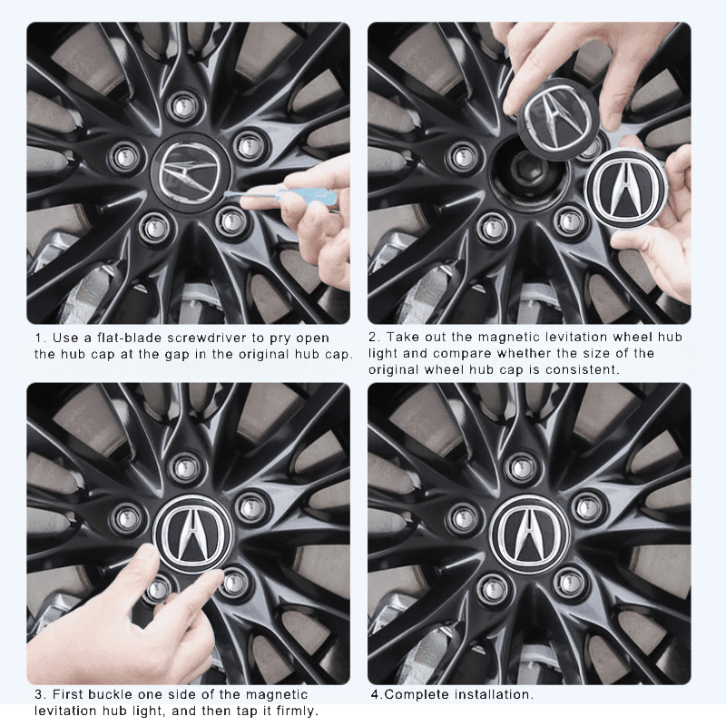 Suitable For Acura Magnetic Suspension Hub Caps & LED Suspension Luminous Wheel Hub Lights-Greetlamp