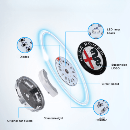 Suitable For Alfa Romeo Magnetic Suspension Hub Caps & LED Suspension Luminous Wheel Hub Lights-Greetlamp