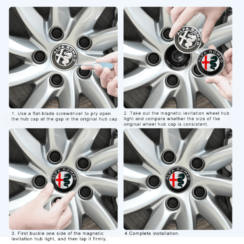 Suitable For Alfa Romeo Magnetic Suspension Hub Caps & LED Suspension Luminous Wheel Hub Lights-Greetlamp