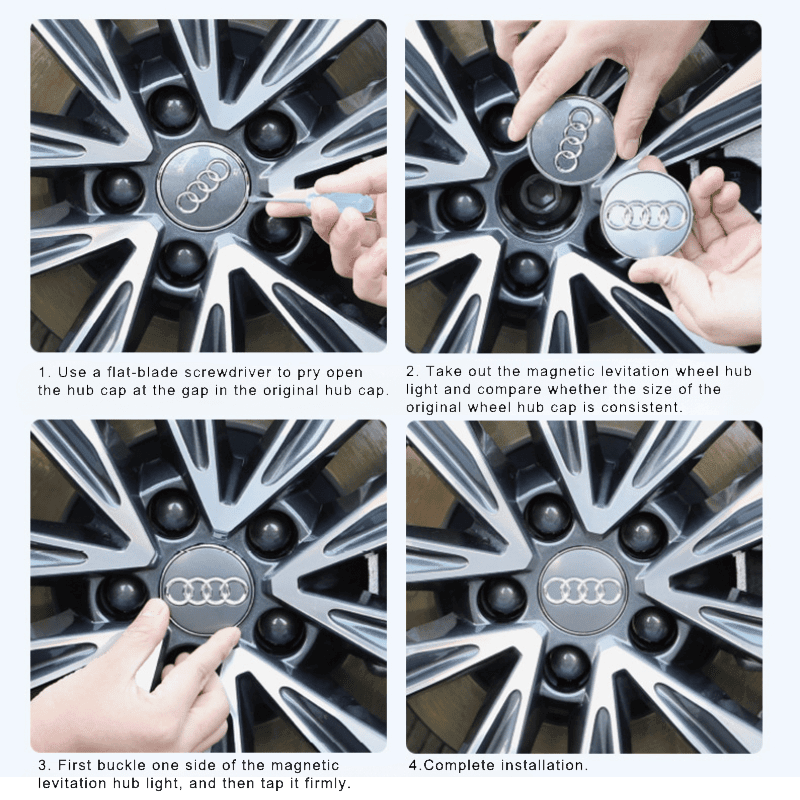 Suitable For Audi Magnetic Suspension Hub Caps & LED Suspension Luminous Wheel Hub Lights-Greetlamp