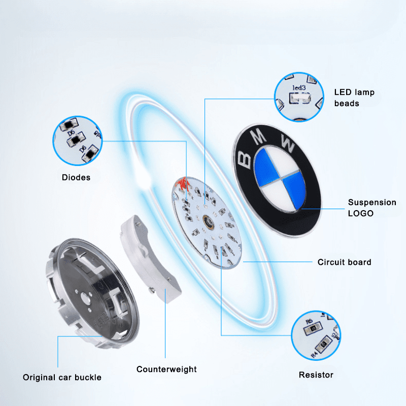 Suitable For BMW Magnetic Suspension Hub Caps & LED Suspension Luminous Wheel Hub Lights-Greetlamp