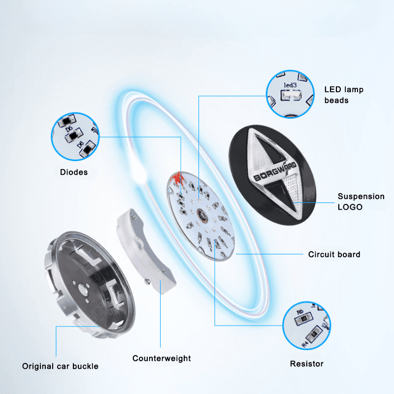Suitable For Borgward Magnetic Suspension Hub Caps & LED Suspension Luminous Wheel Hub Lights-Greetlamp