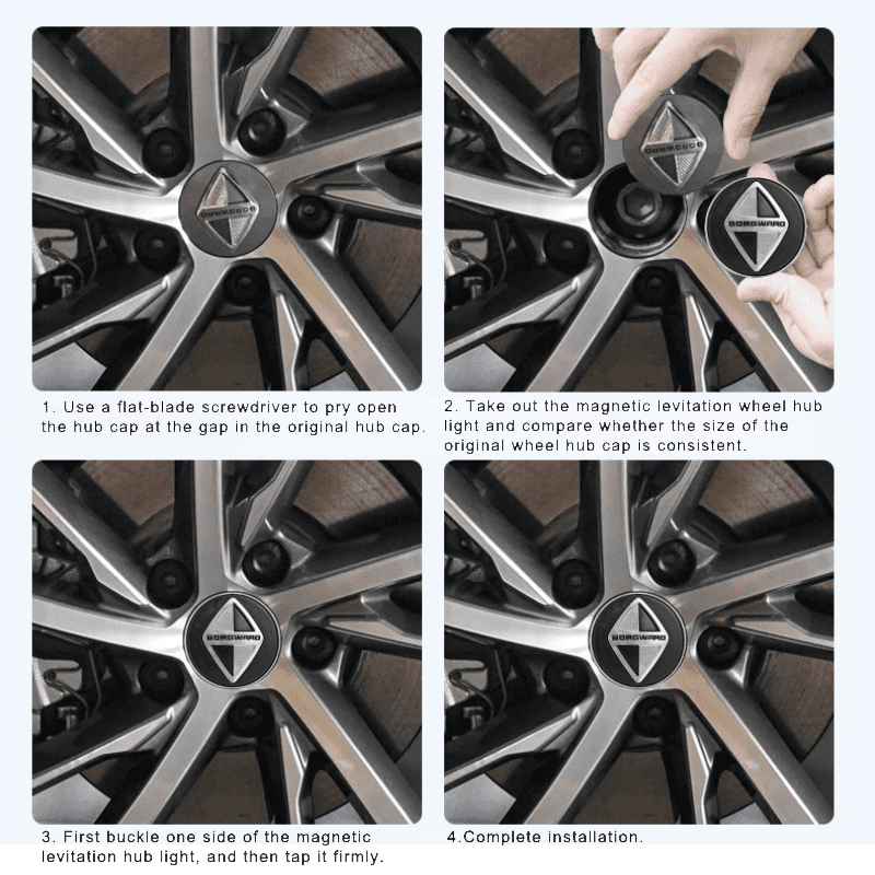 Suitable For Borgward Magnetic Suspension Hub Caps & LED Suspension Luminous Wheel Hub Lights-Greetlamp