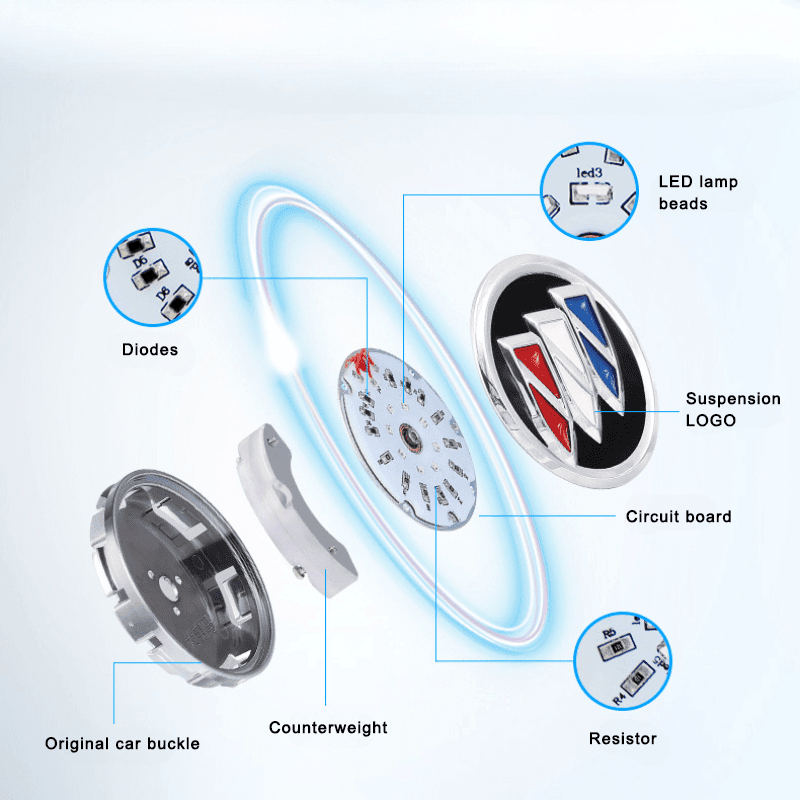 Suitable For Buick Magnetic Suspension Hub Caps & LED Suspension Luminous Wheel Hub Lights-Greetlamp