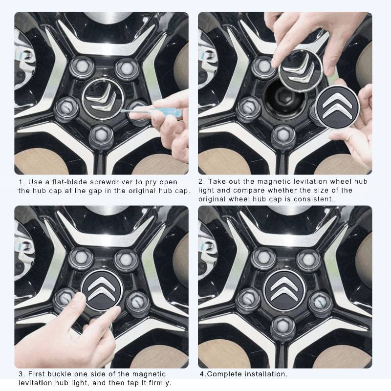 Suitable For Citroën Magnetic Suspension Hub Caps & LED Suspension Luminous Wheel Hub Lights-Greetlamp