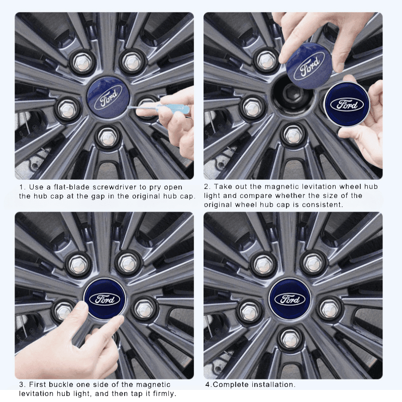 Suitable For Ford Magnetic Suspension Hub Caps & LED Suspension Luminous Wheel Hub Lights-Greetlamp