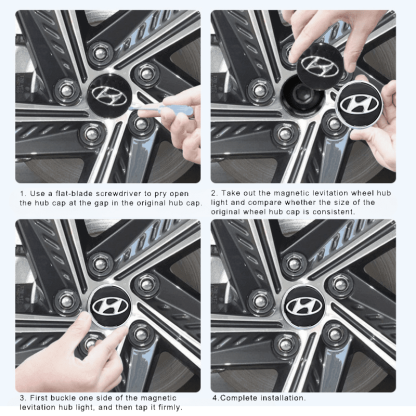 Suitable For Hyundai Magnetic Suspension Hub Caps & LED Suspension Luminous Wheel Hub Lights-Greetlamp