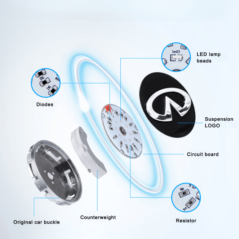 Suitable For Infiniti Magnetic Suspension Hub Caps & LED Suspension Luminous Wheel Hub Lights-Greetlamp