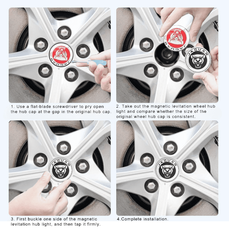 Suitable For Jaguar Magnetic Suspension Hub Caps & LED Suspension Luminous Wheel Hub Lights-Greetlamp