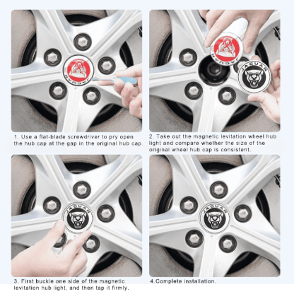 Suitable For Jaguar Magnetic Suspension Hub Caps & LED Suspension Luminous Wheel Hub Lights-Greetlamp