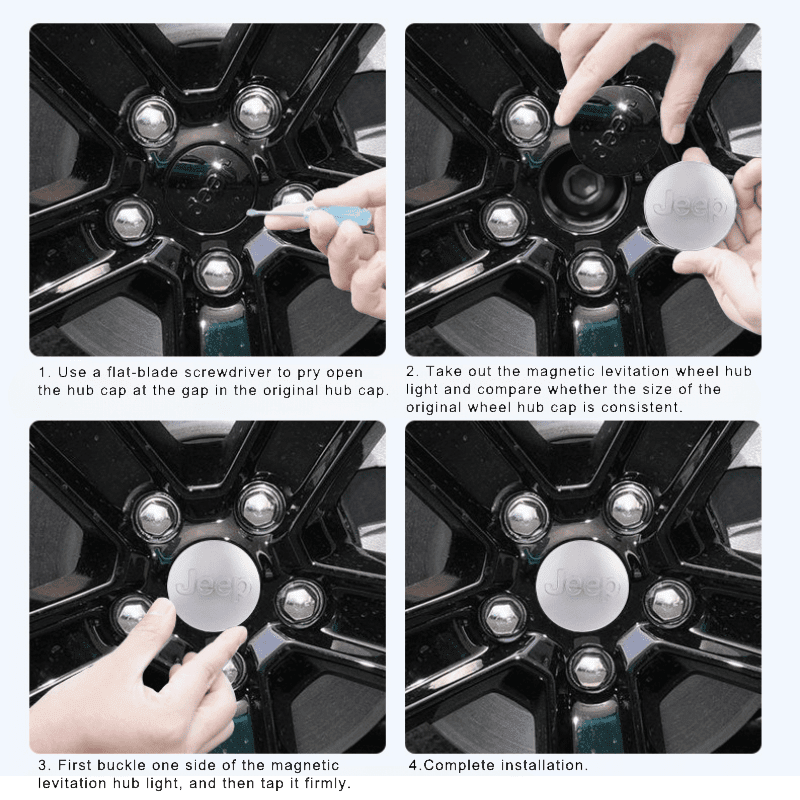 Suitable For Jeep Magnetic Suspension Hub Caps & LED Suspension Luminous Wheel Hub Lights-Greetlamp
