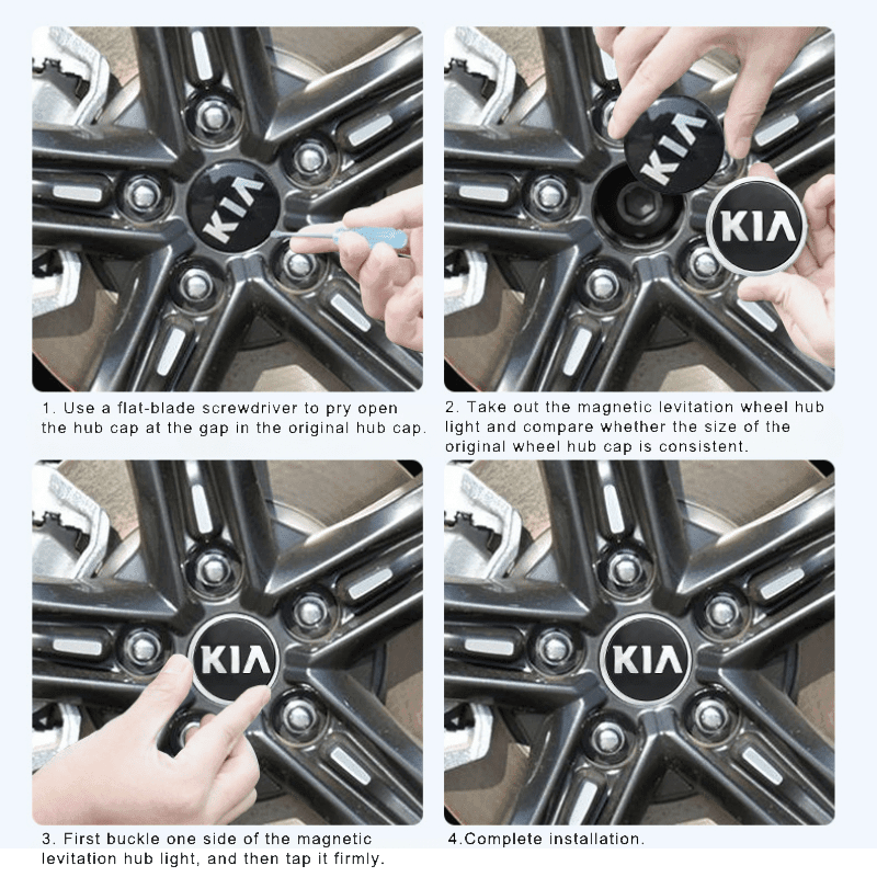 Suitable For KIA Magnetic Suspension Hub Caps & LED Suspension Luminous Wheel Hub Lights-Greetlamp