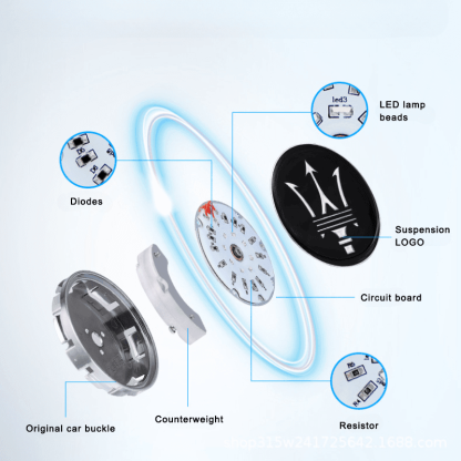 Suitable For Maserati Magnetic Suspension Hub Caps & LED Suspension Luminous Wheel Hub Lights-Greetlamp