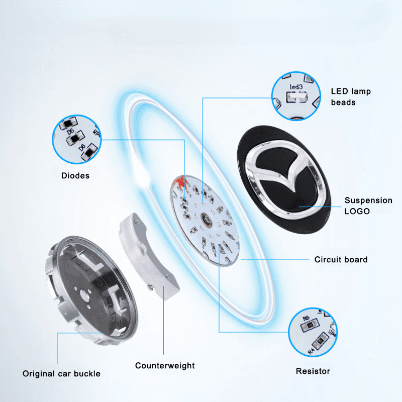 Suitable For Mazda Magnetic Suspension Hub Caps & LED Suspension Luminous Wheel Hub Lights-Greetlamp
