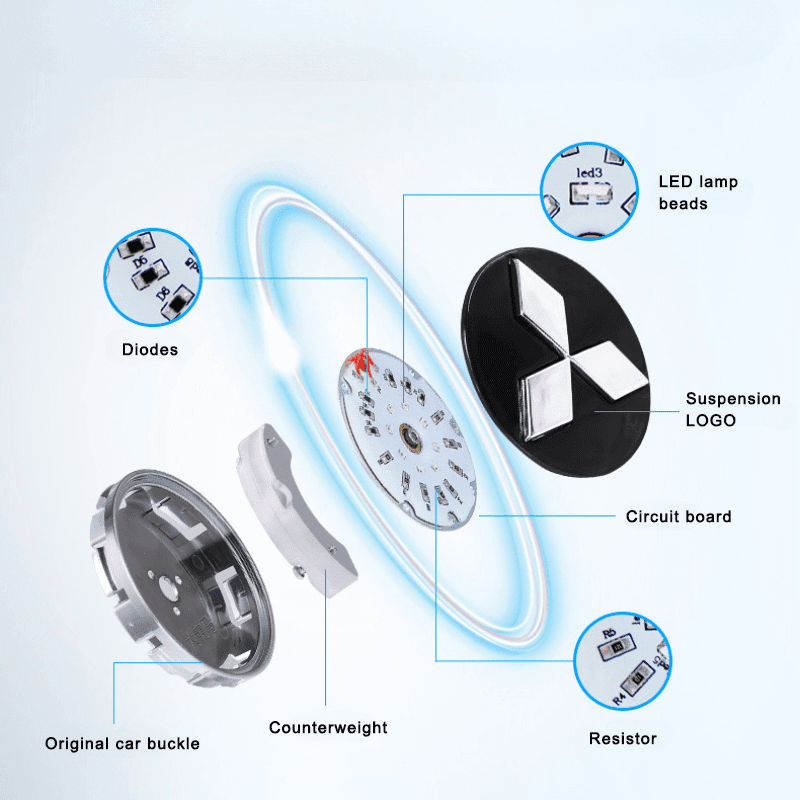 Suitable For Mitsubishi Magnetic Suspension Hub Caps & LED Suspension Luminous Wheel Hub Lights-Greetlamp