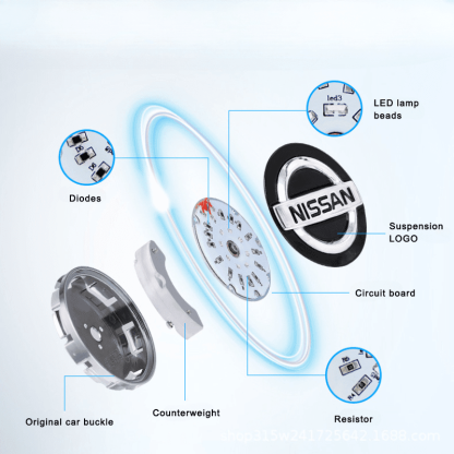 Suitable For Nissan Magnetic Suspension Hub Caps & LED Suspension Luminous Wheel Hub Lights-Greetlamp