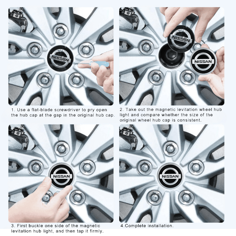 Suitable For Nissan Magnetic Suspension Hub Caps & LED Suspension Luminous Wheel Hub Lights-Greetlamp