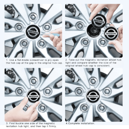 Suitable For Nissan Magnetic Suspension Hub Caps & LED Suspension Luminous Wheel Hub Lights-Greetlamp