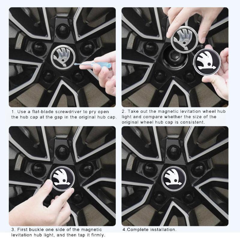 Suitable For Škoda Magnetic Suspension Hub Caps & LED Suspension Luminous Wheel Hub Lights-Greetlamp