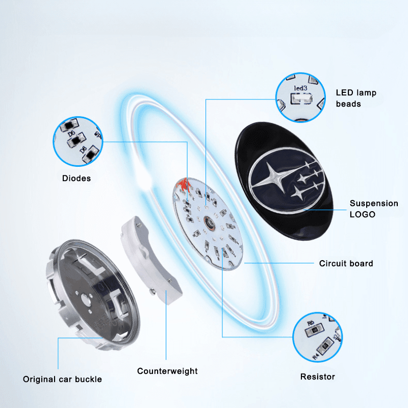 Suitable For Subaru Magnetic Suspension Hub Caps & LED Suspension Luminous Wheel Hub Lights-Greetlamp